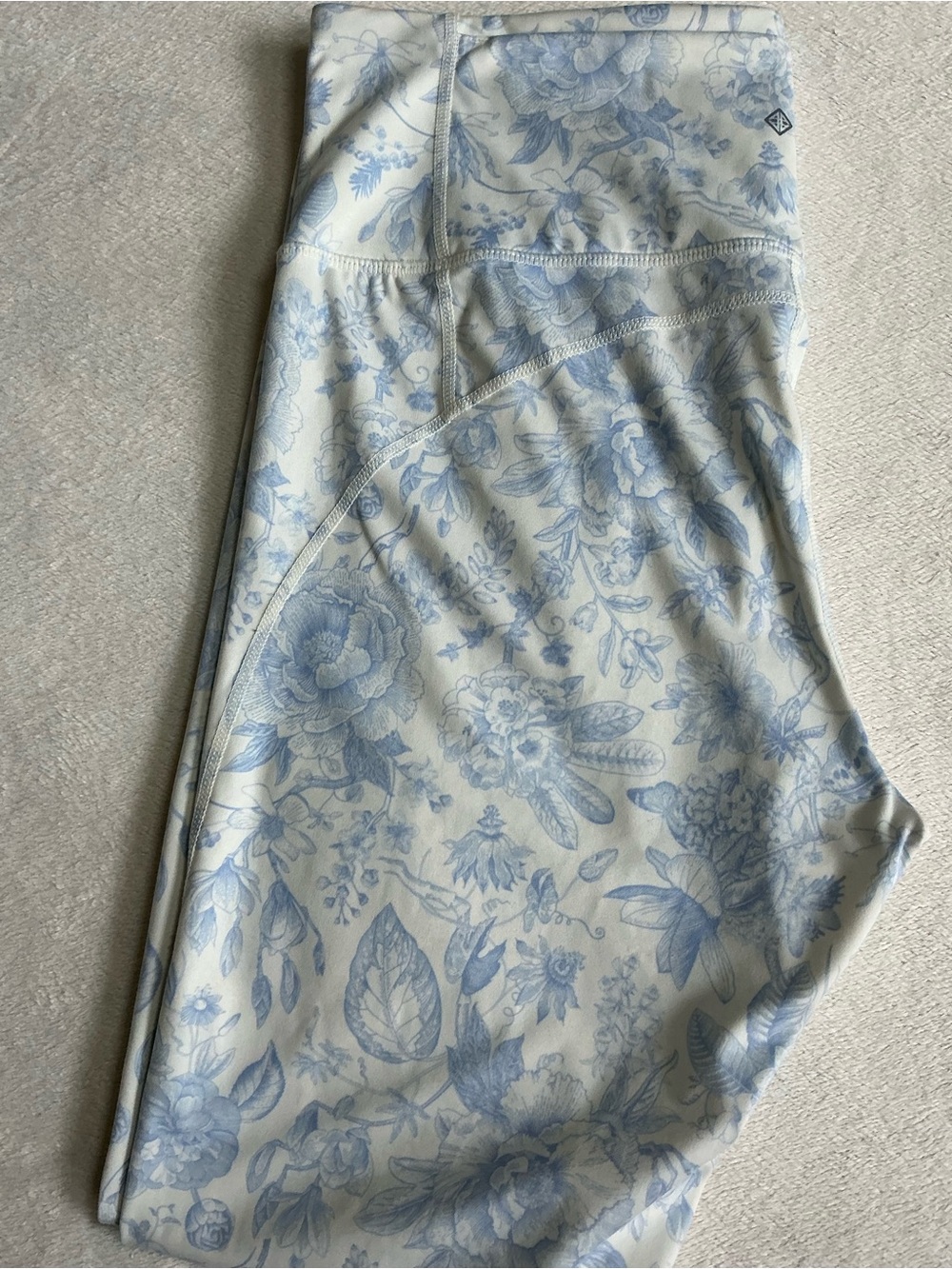 Antonio Melani Blue Floral High Waisted Leggings Women's XL Toile Print